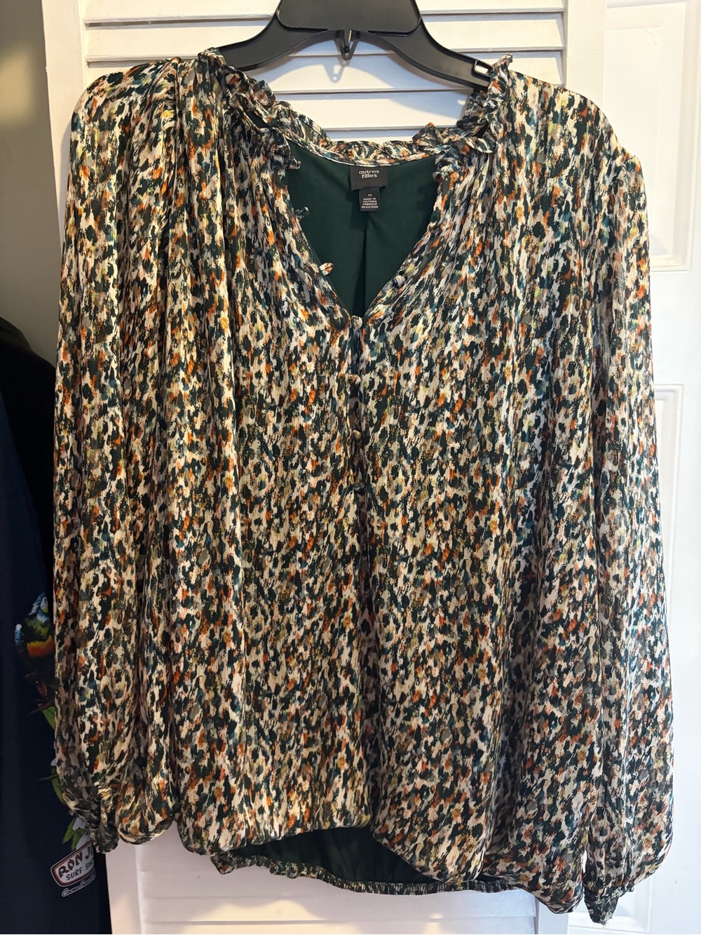 Autres Filles Green Multicolor Printed V-Neck Blouse